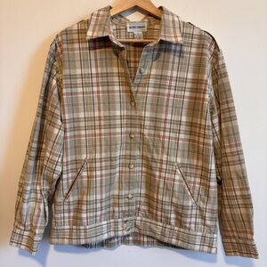 Alfred Dunner Plaid Button-Up Blouse - Tan and Brown